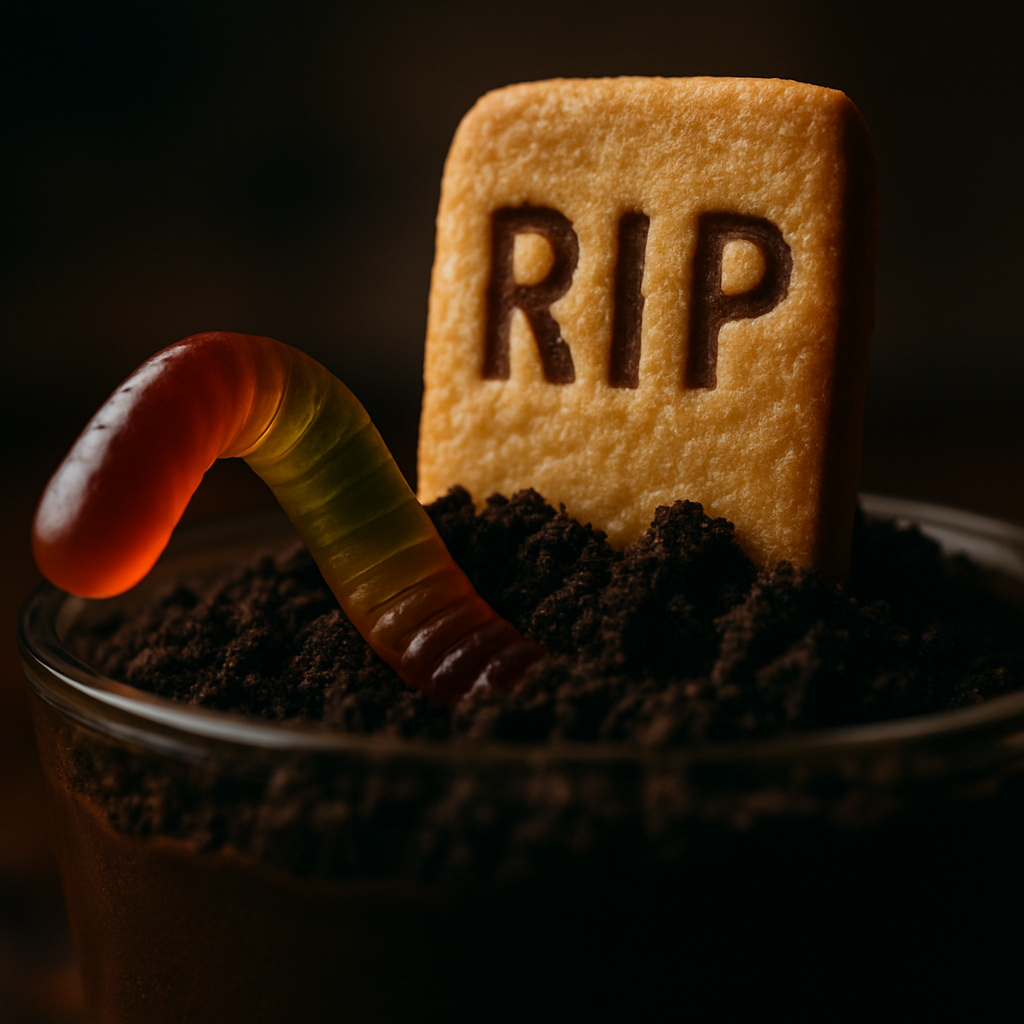 Graveyard Chocolate Pudding close-up